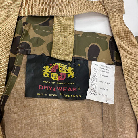 Vintage 80s Stearns Dry Wear Frog Skin Camo PVC Rain Bib Overalls Pants Sz S