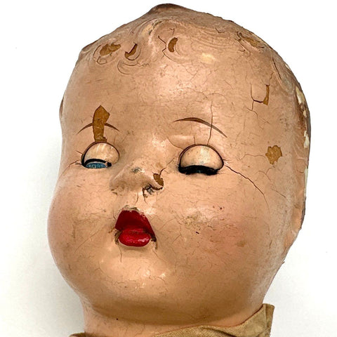 Antique Composition Baby Doll 15 Inch Sleep Eyes Painted Details Vintage