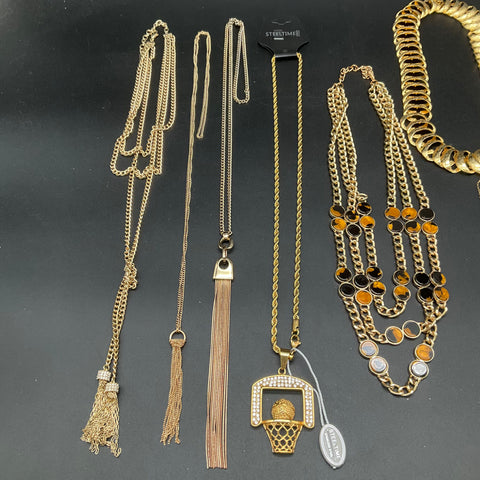Steeltime Fashion Jewelry Lot of 9 Necklaces Statement Tassel Basketball Hoop