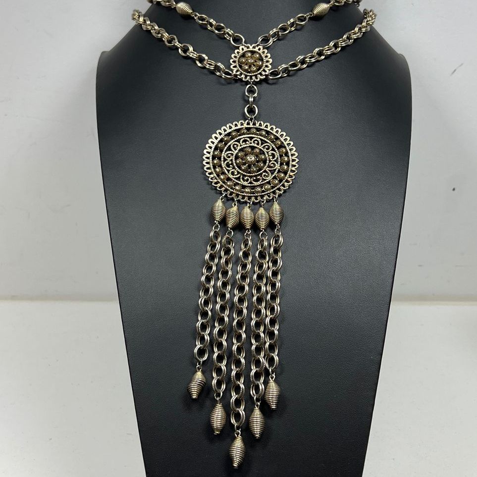 Gold Tone Tassel Boho Necklace