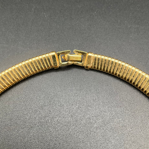 Vintage Monet Gold Tone Red Cabochon Collar Choker Necklace Signed