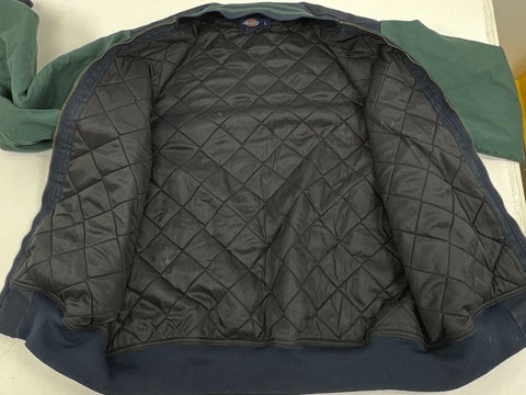 Dickies Navy Blue Green Colorblock Quilted Lined Work Bomber Jacket Men's L