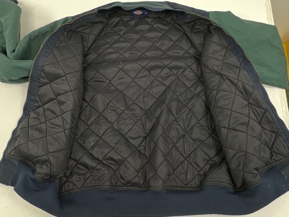 Dickies Navy Blue Green Colorblock Quilted Lined Work Bomber Jacket Men's L