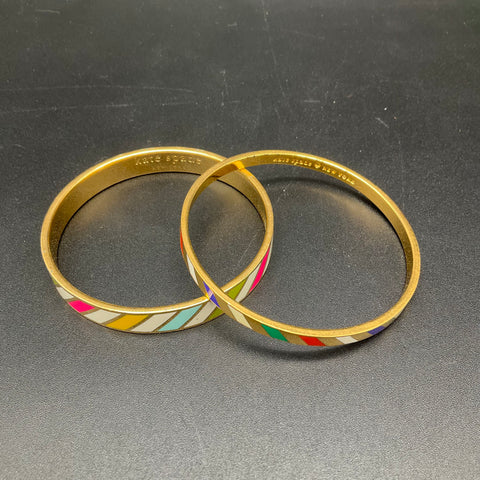 Kate Spade New York Flying Colors Enamel Bangle Bracelet Lot of 2 Gold Tone
