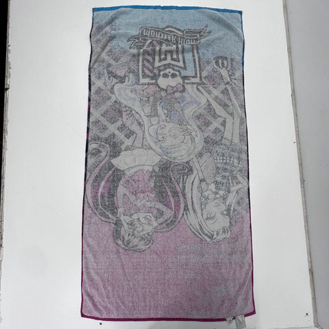 Monster High Girls Beach Towel Pink Blue Draculaura Frankie Abbey Plaid 28x56