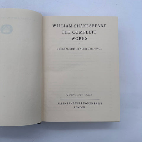 William Shakespeare Complete Works Pelican Text Revised Harbage Allen Lane