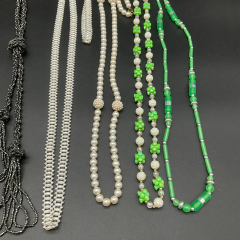 Vintage Beaded Necklaces Costume Jewelry Lot of 8 Faux Pearl Glass Tassel
