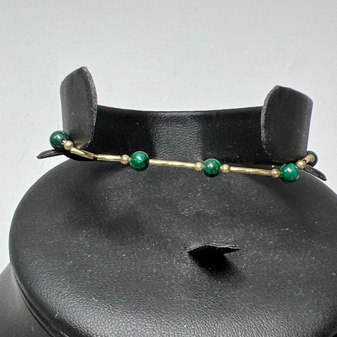 14K Gold Filled Green Malachite Bead Necklace Bracelet Earrings Set