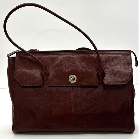 Wilsons Leather Pelle Studio Dark Brown Italian Leather Tote Bag Handbag