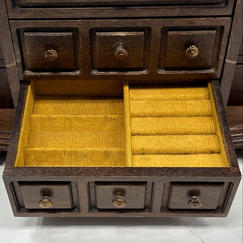 Vintage Wood Sideboard Jewelry Music Box Secret Drawer Tested Works