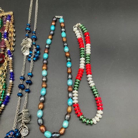 Vintage and Modern Jewelry Lot of 7 Necklaces Statement Beaded Multi-strand