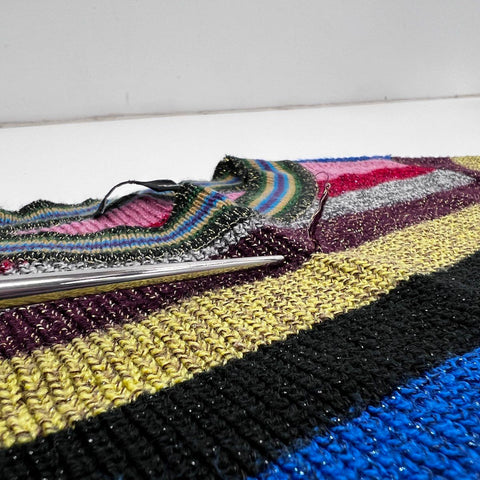 INC International Concepts Women's Multicolor Striped Metallic Sweater Sz L
