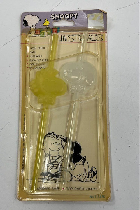 Vintage Snoopy Peanuts Toy Lot 5pc Squeaker Figure Funstraws 1970s 80s UFS