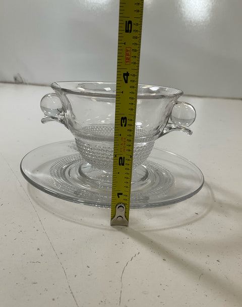 Duncan & Miller Clear Glass Teardrop Mayonnaise Bowl & Underplate Vintage