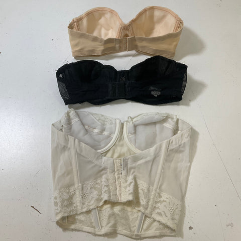 Vintage Women's Black Beige White 3 Strapless Bras 34B & 36B Bali Warners