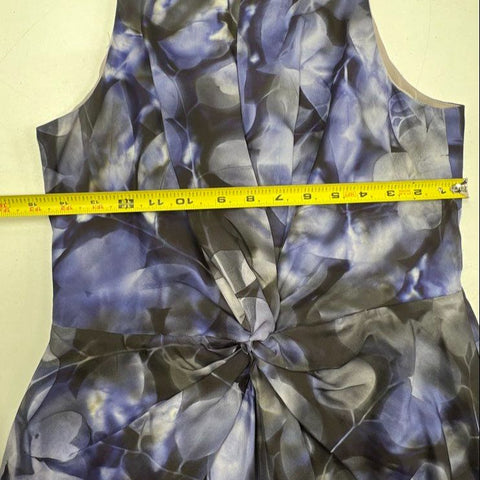 Banana Republic Piece & Co Women's Maxi Dress Blue Black Floral Twist Front 4