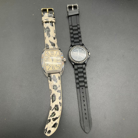 Geneva Platinum Fashion Wrist Watch Lot of 7 Animal Print Rhinestone Silicone