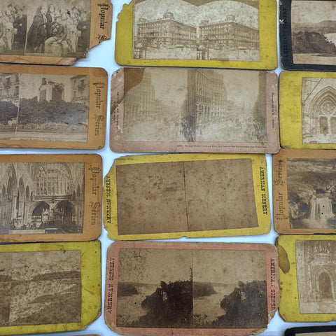Vintage 18 Piece Stereoscope Card Lot Kilburn Underwood San Francisco Niagara
