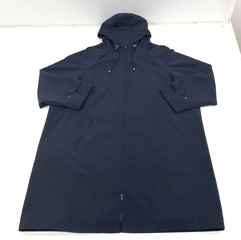 L.L.Bean Women's Polyester Hooded Rain Jacket Coat 2X Navy Blue Full Zip