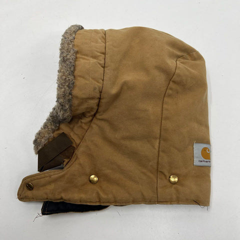 Vintage Carhartt 968QH Brown Duck Canvas Quilted Faux Fur Snap Hood Made USA