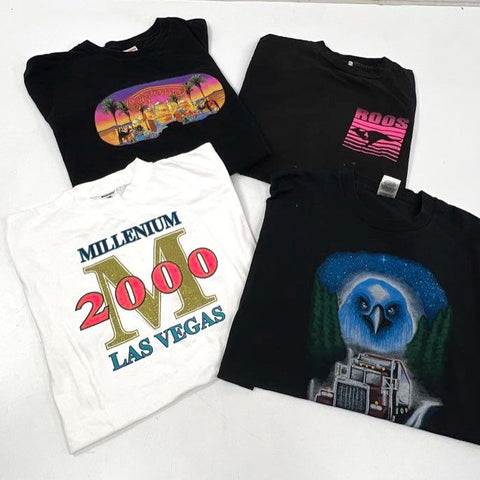 Vintage Lot 4 Graphic T-Shirts Supreme Roos Las Vegas 2000 Eagle Trucker Sz XL