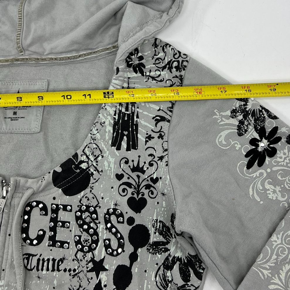 Women's Disney Parks Grey & Black Graphic Full Zip Hoodie - Size Medium