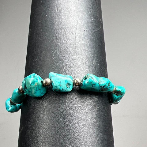Turquoise & Sterling Silver Beaded Bracelet 16g