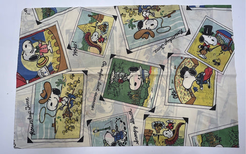 Vintage Peanuts Snoopy Linens Lot 3pc Pillowcases Curtains 1970s 1971 Schulz