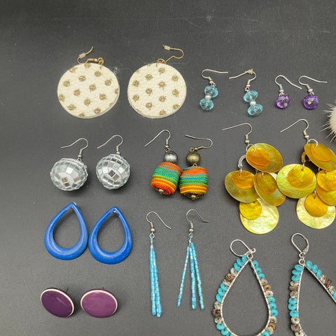 Fashion Costume Jewelry Lot of 38 Pairs Vintage to Modern Eclectic Earrings