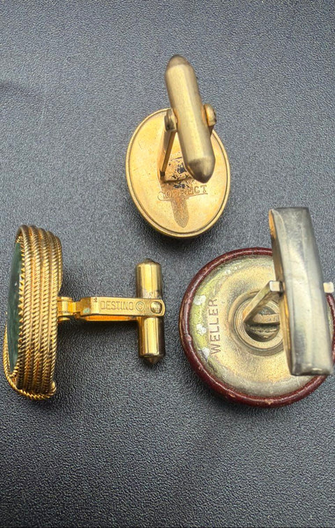 Vintage Men's Cufflink Tie Tack Lot Destino Weller Comedy Tragedy Drama 8 Pairs