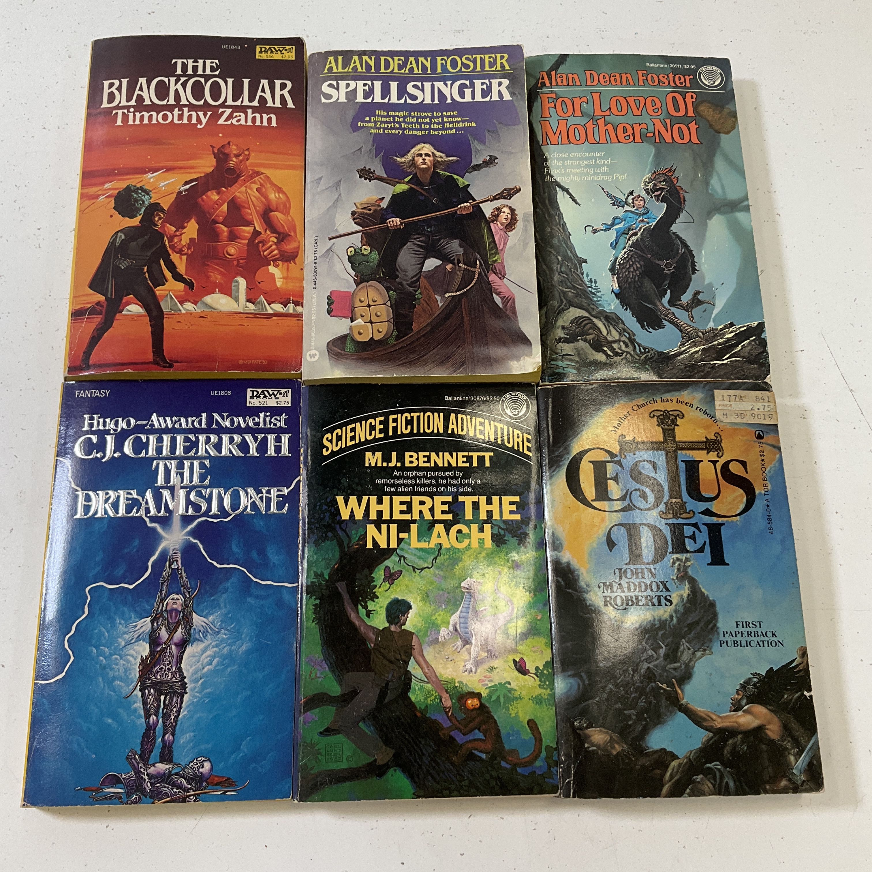 Lot of Six Paperback 1970s 80s Fantasy Books Cherryh Foster Zahn Bennett Roberts