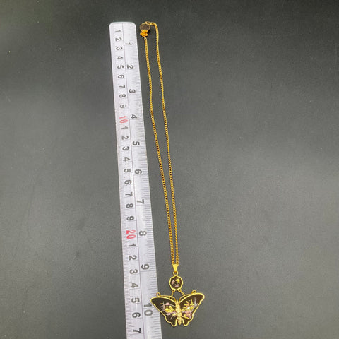 Vintage Japanese Damascene Butterfly Necklace & Earrings Set 24K Gold Inlay