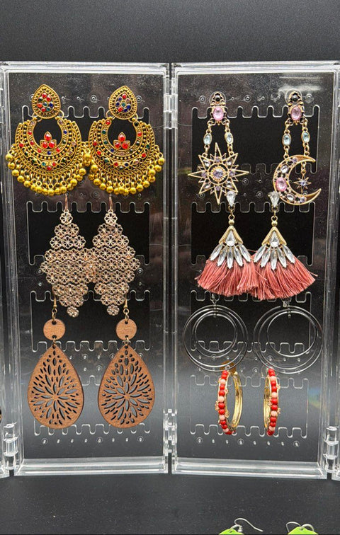 Mixed Costume Jewelry Lot 30+ Pairs Earrings Hoops Dangles Boho Retro Styles