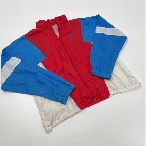 Vintage 90s Nike Color Block Full Zip Windbreaker Jacket Red Blue White Sz XL