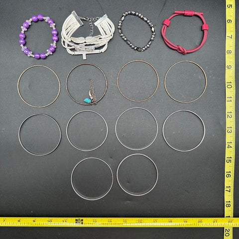 Mixed Style Costume Jewelry Lot of 70+ Gold Silver Tone Bangles Beaded Charms
