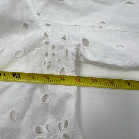 Rebecca Taylor Women's Sarah Dress White Linen Eyelet Puff Sleeve Size 0 NWT