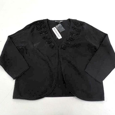 Pendleton Women's NWT Black Silk Blend Beaded Knit Cardigan Sweater Petite L
