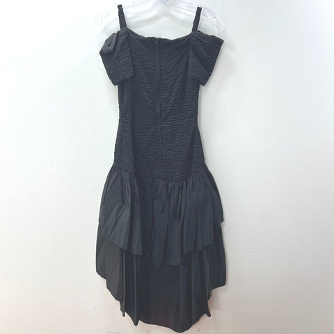 Vintage 80s Nuance Prom Party Dress Smocked High Low Ruffle Off Shoulder Bow