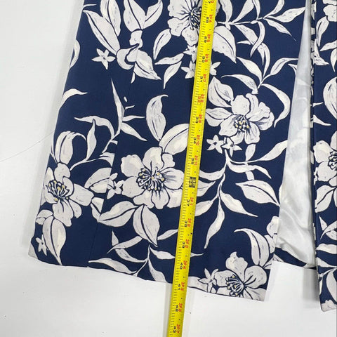 Tyler Boe Women's Topper Jacket Navy Blue Floral Silk Blend Open Front Sz 4