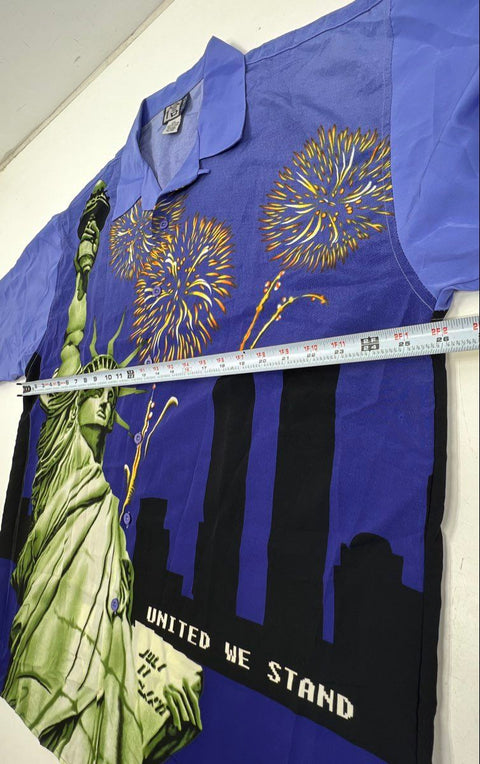 Vintage 2001 United We Stand Twin Towers Statue of Liberty Button Down Sz 2XL