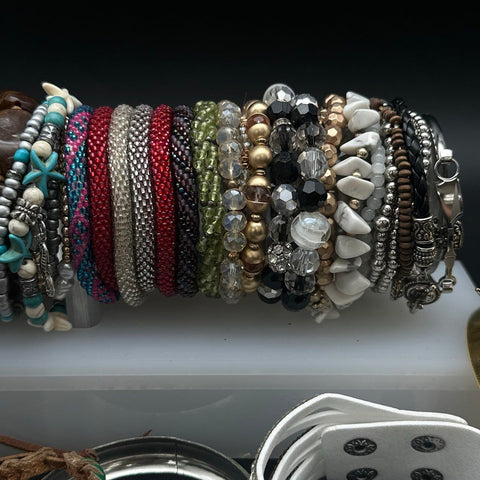Costume Jewelry Bracelet Lot 2.5 Lbs Vintage to Modern Bangles Cuffs Beaded