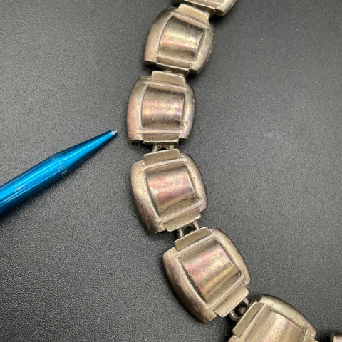 Vintage Anne Klein Silver Tone Rectangular Link Necklace Toggle Clasp