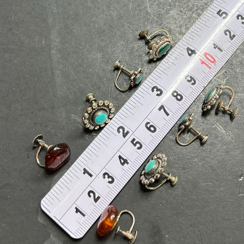 Vintage Sterling Silver Screw Back Earrings 14.54g