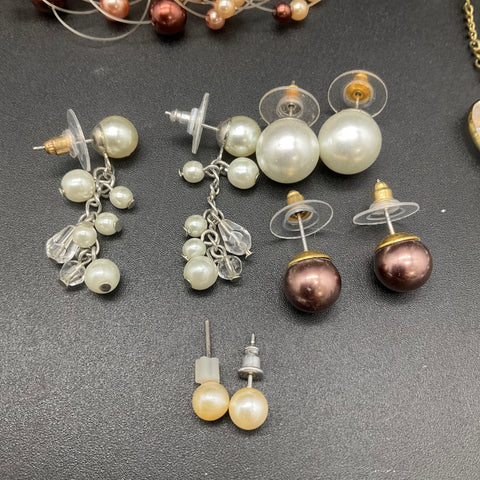 Vintage Faux Pearl Rhinestone Costume Jewelry Lot Necklaces Bracelets 15pc