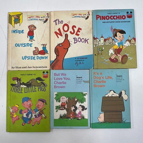 Vintage Peanuts Charlie Brown Berenstain Disney 6 Book Lot Random House 1960s
