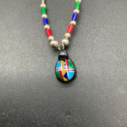 Dorothy Brave Eagle Oglala Lakota Turtle Fetish Inlay Necklace Native American