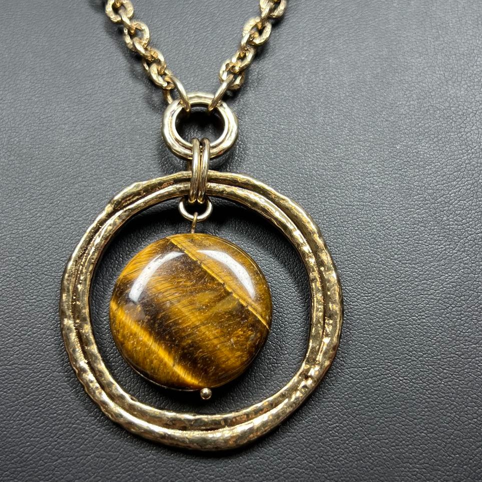 Etienne Aigner Tiger's Eye Gold Tone Necklace