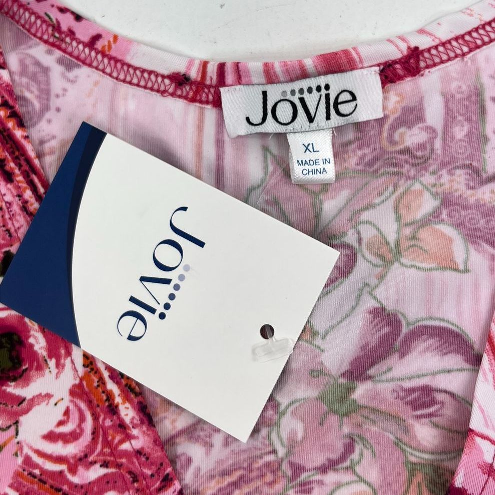 Jovie Pink Paisley Floral Rhinestone Buckle Dress Women's XL NWT
