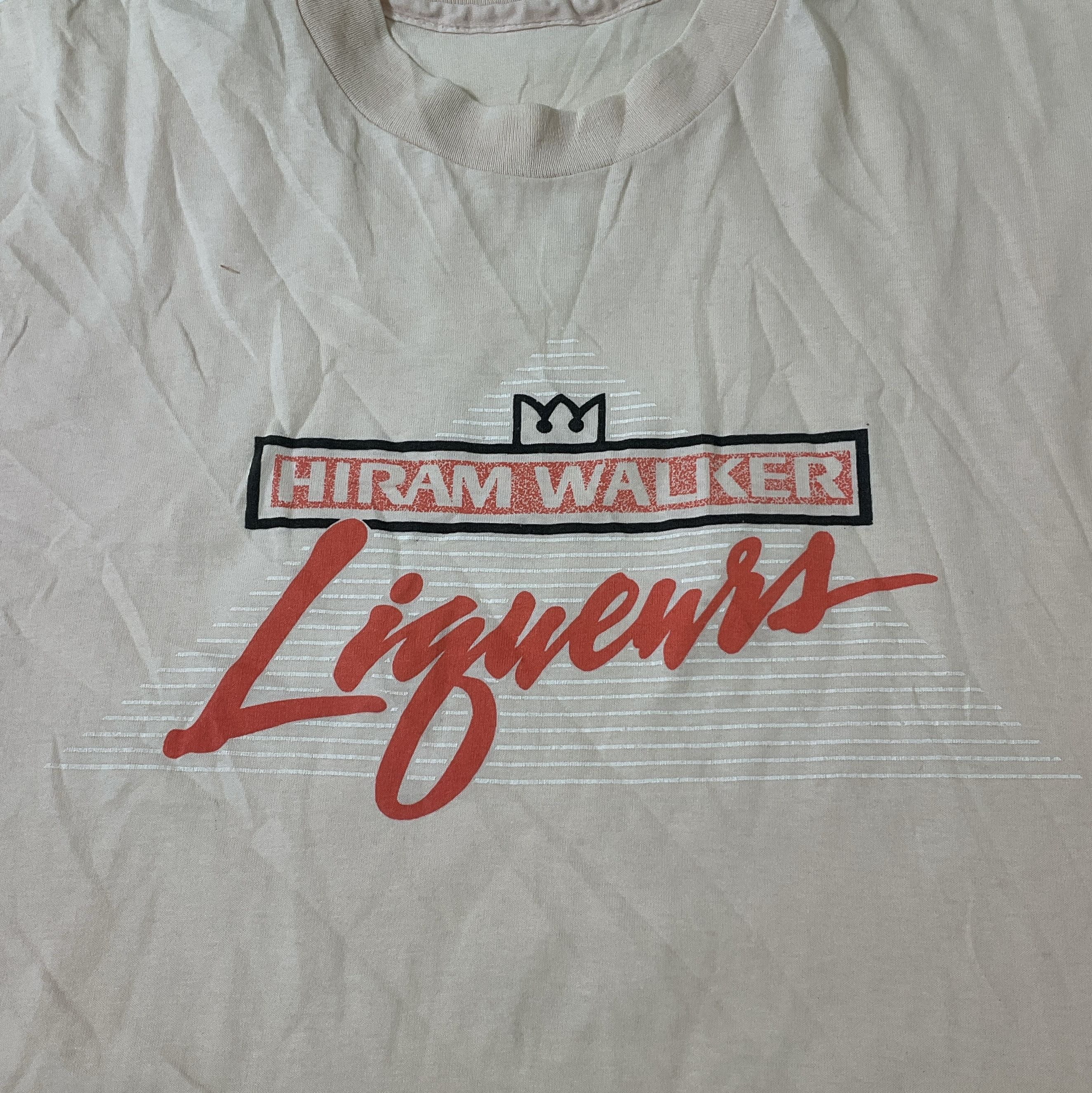 Hiram Walker Liqueurs Pale Pink Vintage Single Stitch T-Shirt Men's Size L