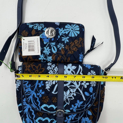 NWT Vera Bradley Java Floral Slim Saddle Bag Crossbody & Turnlock Wallet Set